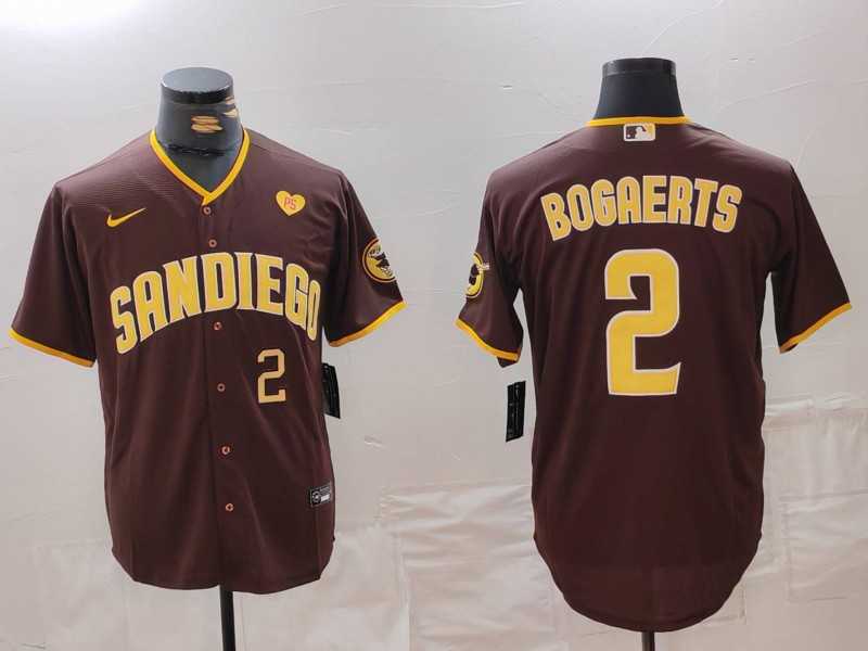 Men%27s San Diego Padres #2 Xander Bogaerts Brown With PS Patch Cool Base Stitched Jerseys